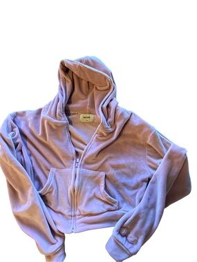 Sacre Lilac Velour Zip Hoodie Crop